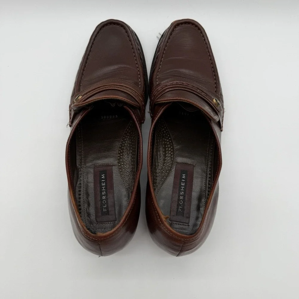 Florsheim Men's Riva Moc Toe Bit Loafers Leather Preppy Burgundy Size 9B